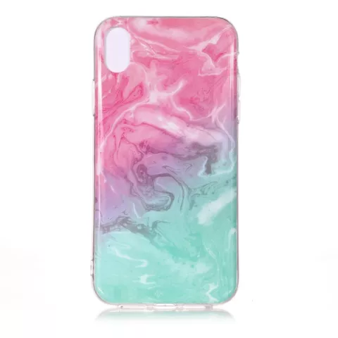 Marmor TPU H&uuml;lle Transparent iPhone XR - Blau Pink