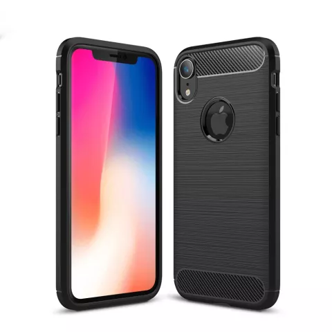 TPU-H&uuml;lle aus geb&uuml;rstetem Carbon iPhone XR - Schwarz