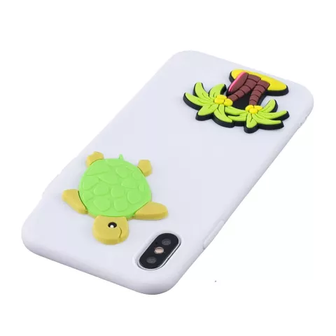 3D Cartoons Flexible TPU Fall Palme und Schildkr&ouml;te iPhone XR - Weiss