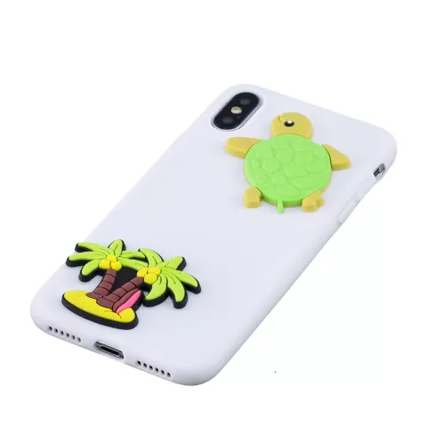 3D Cartoons Flexible TPU Fall Palme und Schildkr&ouml;te iPhone XR - Weiss