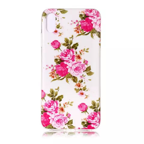 Im Dunkeln leuchten TPU Fall Rosen iPhone XR - Weiss Pink