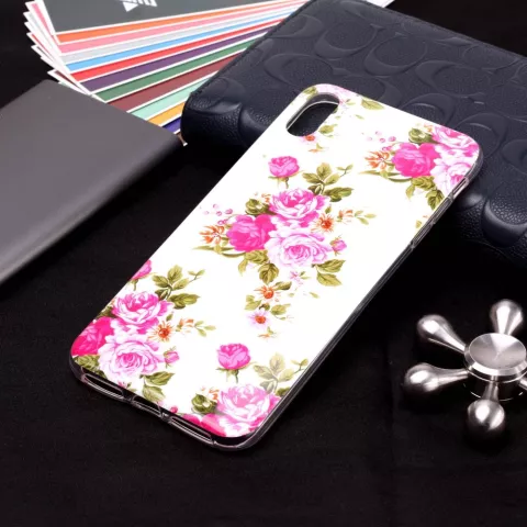 Im Dunkeln leuchten TPU Fall Rosen iPhone XR - Weiss Pink