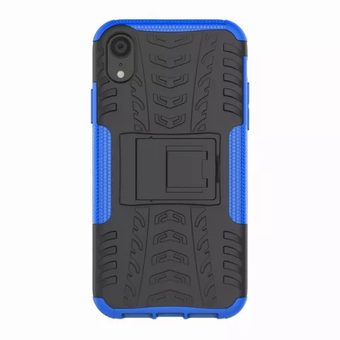 Stossfeste Autoreifentasche TPU iPhone XR H&uuml;lle mit St&auml;nder - Blau