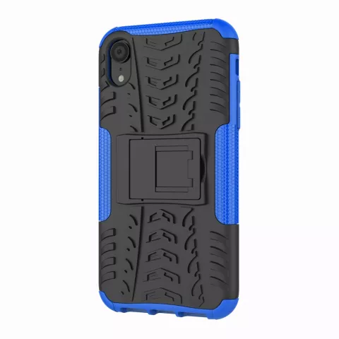 Stossfeste Autoreifentasche TPU iPhone XR H&uuml;lle mit St&auml;nder - Blau