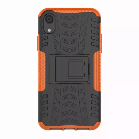 Stossfeste Autoreifentasche TPU iPhone XR H&uuml;lle mit St&auml;nder - Orange