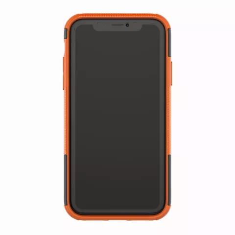 Stossfeste Autoreifentasche TPU iPhone XR H&uuml;lle mit St&auml;nder - Orange