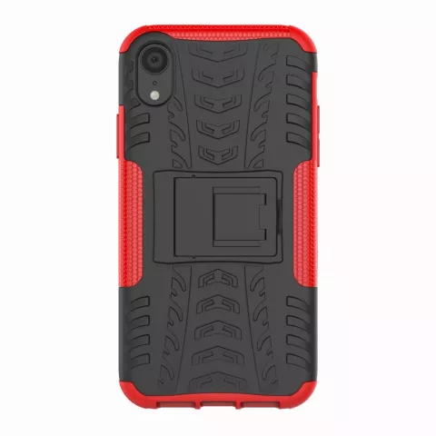 Stossfeste Autoreifentasche TPU iPhone XR H&uuml;lle mit St&auml;nder - Rot