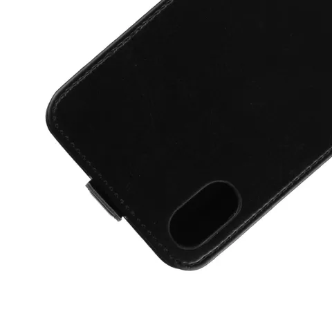 Leder iPhone XS Max Flip Case H&uuml;lle - Schwarz