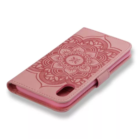 Dreamcatcher Leder iPhone XS Max Brieftasche B&uuml;cherregal H&uuml;lle - Pink