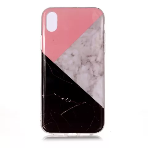 Geometrischer Marmor iPhone XS Max TPU H&uuml;lle - Pink Black White