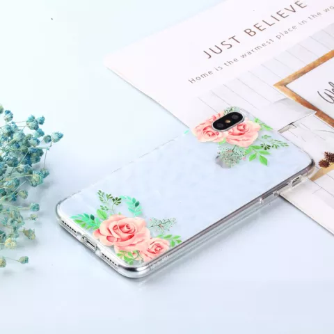 Diamantetui TPU iPhone XS Max Etui - Blumen