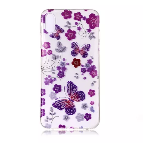 Durchscheinende Blumen und Schmetterling iPhone XS Max - Lila