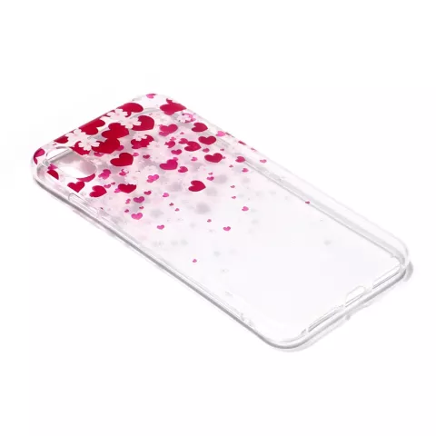 Flexible TPU Herzen und Blumen H&uuml;lle f&uuml;r iPhone XS Max - Pink Red