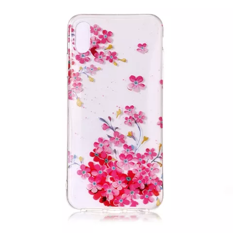 Klare iPhone XS Max Lush Blumen TPU H&uuml;lle - Pink Red