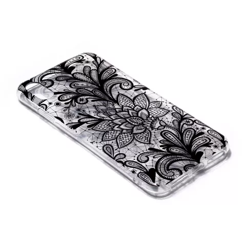 Klare Henna Blumen iPhone XS Max TPU H&uuml;lle - Schwarz