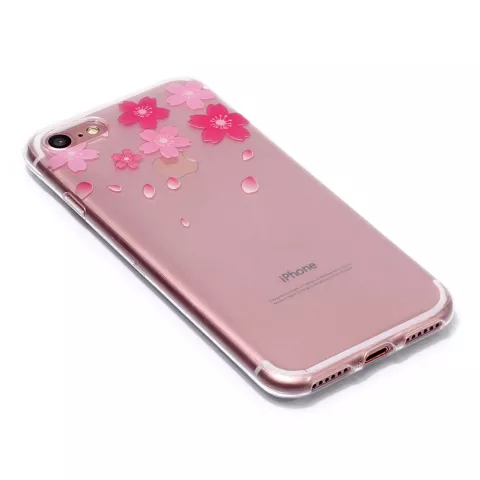 Flexibler klarer Blumenetui iPhone 7 8 SE 2020 SE 2022 - Pink