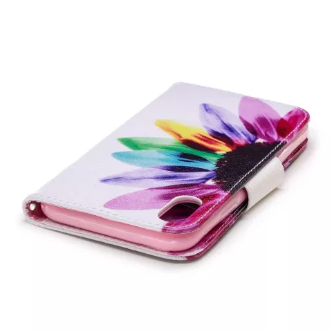 B&uuml;cherregal Brieftasche Floral Case Brieftasche iPhone XR - Weiss Pink