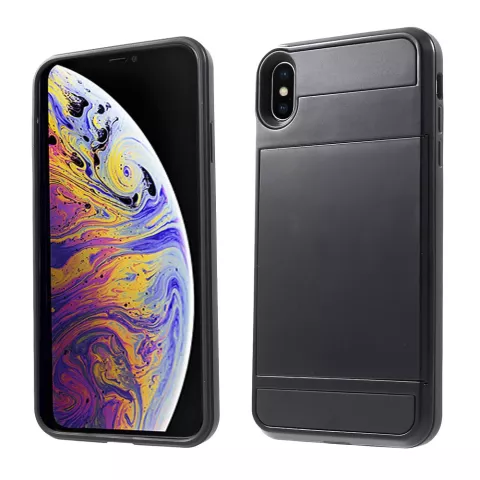 Geheime Kartenhalterh&uuml;lle f&uuml;r iPhone XS Max Hardcase Wallet Wallet - Schwarz