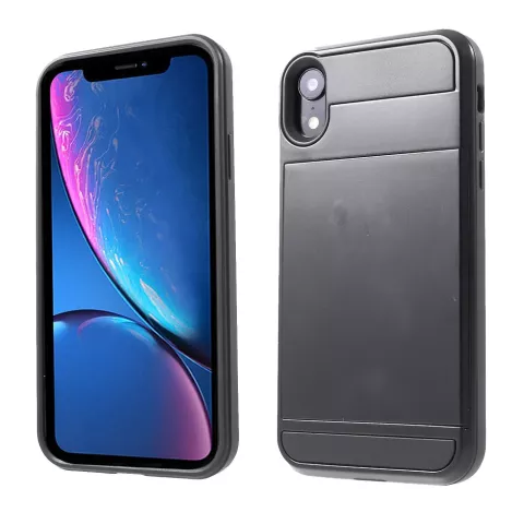 Geheime Kartenhalter H&uuml;lle f&uuml;r iPhone XR Hard Case Brieftasche Brieftasche - Schwarz