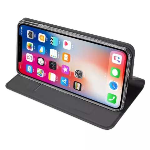 Dux Ducis Cover Booklet Etui Cover mit Klappenleder Cover iPhone XS Max - Schwarz