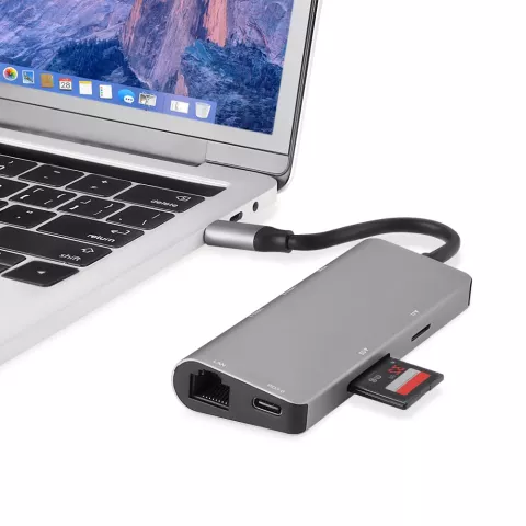 USB C-Multiport-Hub mit 4K HDMI SD TF-Kartenleser 2 USB 3.0 RJ45-Gigabit-Ethernet-Adapter