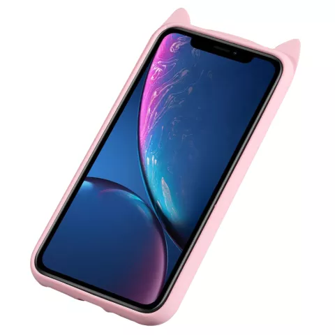 Cat Silicone iPhone XR H&uuml;lle - Pink Cat H&uuml;lle