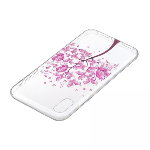 Rosa Blumenbaum TPU iPhone XR H&uuml;lle - Transparente H&uuml;lle