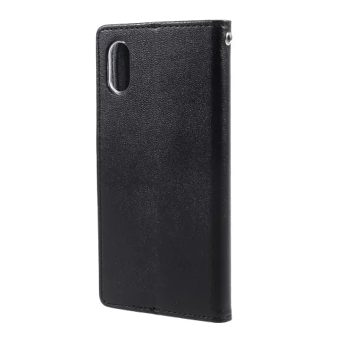 MERCURY GOOSPERY Bravo Kunstledertasche f&uuml;r iPhone X XS H&uuml;lle - Black Wallet Case