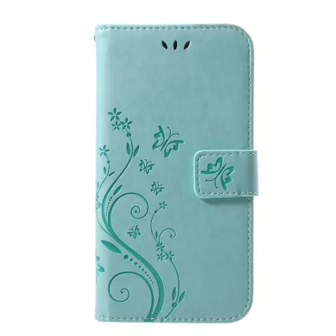 Schmetterling Brieftasche Kunstleder H&uuml;lle iPhone XR TPU H&uuml;lle - Cyan