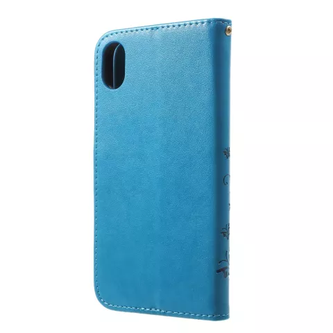 Butterfly Wallet Kunstleder TPU H&uuml;lle iPhone XR - Blaue H&uuml;lle