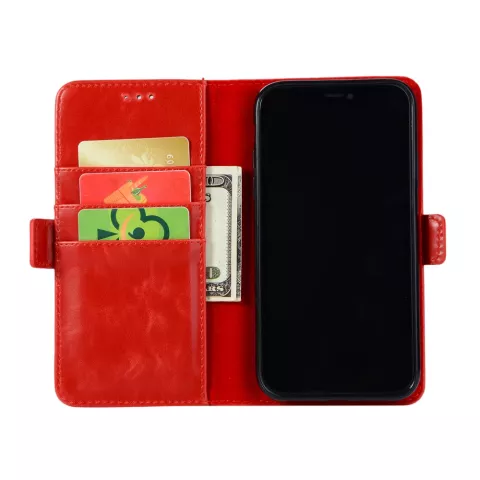 Kunstleder Wallet TPU H&uuml;lle f&uuml;r iPhone XR - Rot