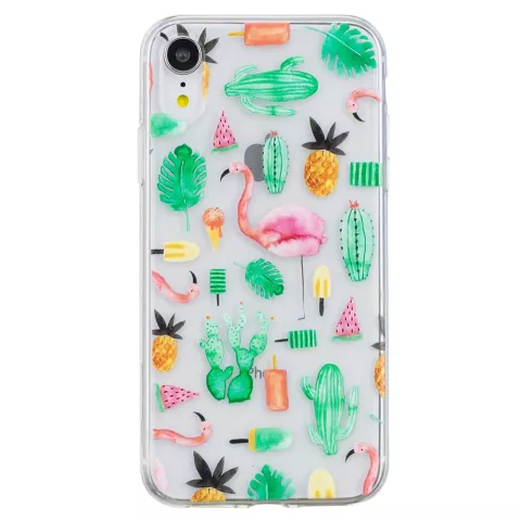 Cactus und Flamingo TPU H&uuml;lle f&uuml;r iPhone XR Cover