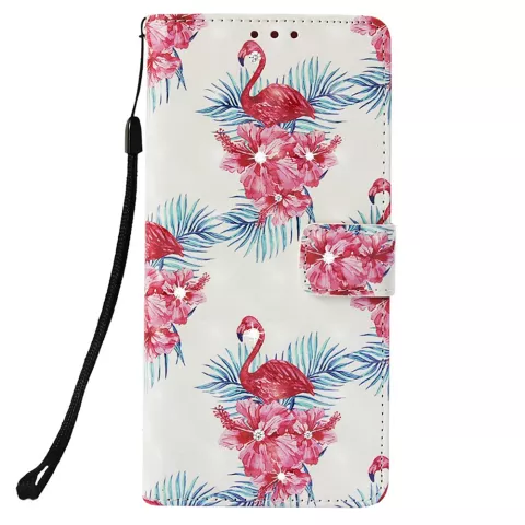 Flamingo Brieftasche iPhone XR Kunstleder TPU H&uuml;lle - Blumen