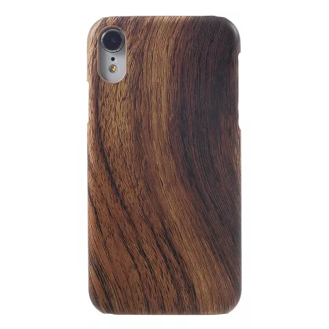 Holzoptik iPhone XR Hartschalenkoffer - Brown Wood Texture