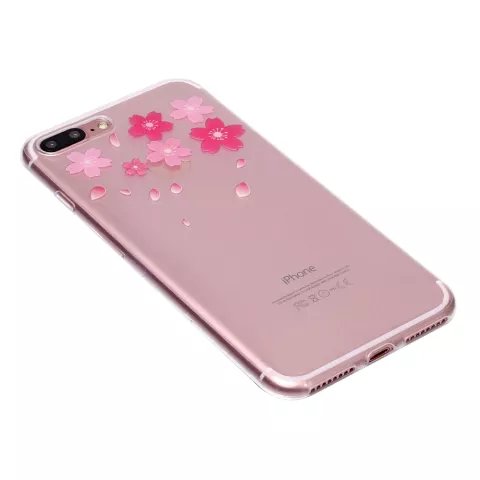 Blumen TPU H&uuml;lle iPhone 7 Plus 8 Plus Abdeckung - Transparent