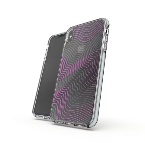Gear4 Victoria transparente H&uuml;lle mit lila und grauen Wellen iPhone XS Max - Transparent