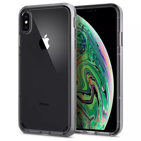 Spigen Neo Hybrid Crystal H&uuml;lle Schutz transparent Kompatibel mit iPhone XS Max - Silber H&uuml;lle transparent