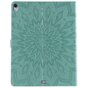 Leder iPad Pro 12,9-Zoll-2018 Fall H&uuml;lle Sonnenblumendruck Brieftasche Brieftasche - Gr&uuml;n