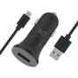 XQISIT Zigarettenstecker Autoladeger&auml;t 2.4A 1 USB-Anschluss - Schwarz mit Micro-USB-Kabel