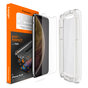 Spigen Glasschutz mit Aufsatz zum Anbringen des iPhone X XS 11 Pro - 9H H&auml;rte