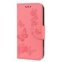 Wallet Bookcase Kunstleder Schmetterlinge und Blumen H&uuml;lle Kompatibel mit iPhone 13 mini - rosa