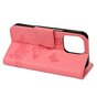Wallet Bookcase Kunstleder Schmetterlinge und Blumen H&uuml;lle Kompatibel mit iPhone 13 mini - rosa