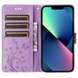 Wallet B&uuml;cherregal Kunstleder Pflanzen und Schmetterlinge H&uuml;lle f&uuml;r iPhone 13 Mini - Lila