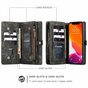 Caseme Retro Wallet Spaltlederh&uuml;lle Kompatibel mit iPhone 12 und iPhone 12 Pro - Schwarz