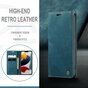Caseme Slim Retro Wallet Kunstlederh&uuml;lle Kompatibel mit iPhone 13 Pro Max - Blau