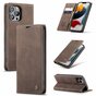 Caseme Slim Retro Wallet Kunstlederh&uuml;lle Kompatibel mit iPhone 13 Pro Max - braun