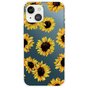 Sunflower TPU H&uuml;lle mit Sonnenblumen f&uuml;r iPhone 14 - transparent und gelb