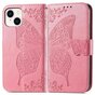 Butterfly Wallet Kunstledertasche f&uuml;r iPhone 14 Plus - Pink