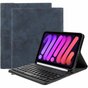Just in Case Vintage Bluetooth-Tastaturabdeckung QWERTZ-H&uuml;lle Kompatibel mit iPad mini 6 (2021) &amp; iPad mini 7 (2024) - blau