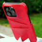 Duo Cardslot Wallet Kunstlederh&uuml;lle Kompatibel mit iPhone 12 Pro Max - rot